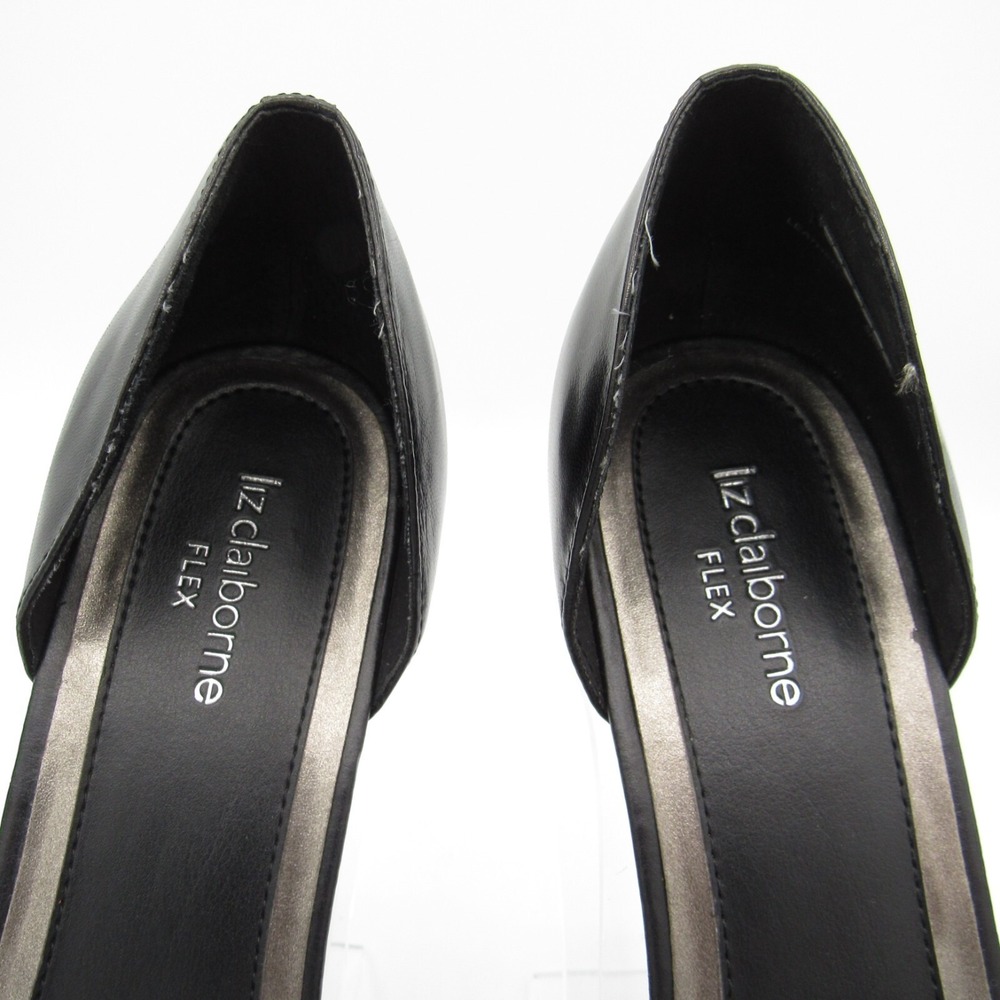 Liz Claiborne Flex Slip On Black Leather Square Toe 2.5 Inch Heels Size 10M - Picture 8 of 8